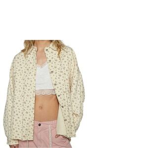 POL Almond floral print button down shirt